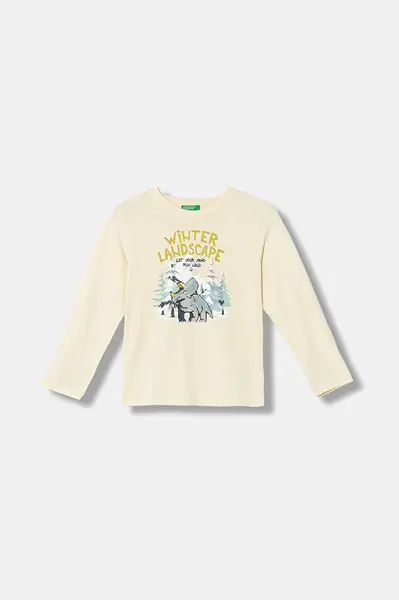 Dětské bavlněné tričko s dlouhým rukávem United Colors of Benetton