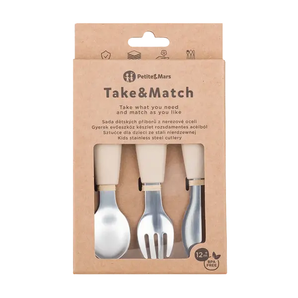 PETITE&MARS Sada příborů z nerezové oceli Take&Match Desert Sand 12m+
