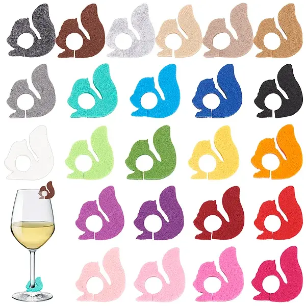 24Pcs 24 Colors Felt Wine Glass Charms