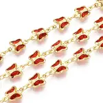 Brass Glass Butterfly Charm Link Chains