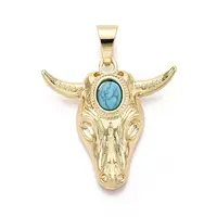 Brass and Synthetic Turquoise Pendants