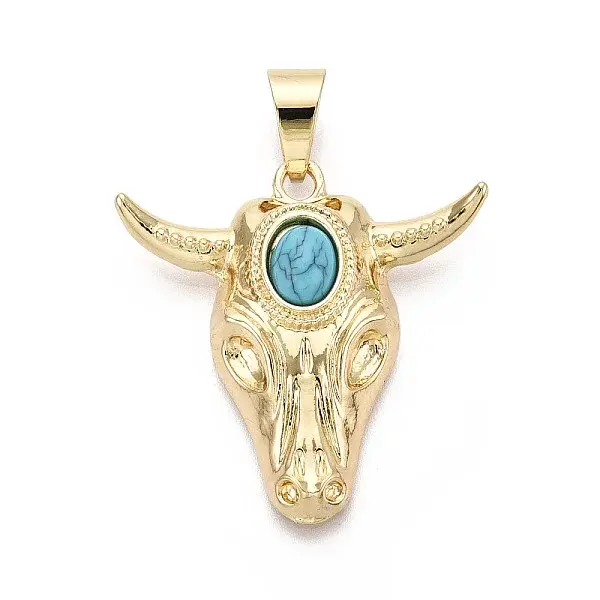 Brass and Synthetic Turquoise Pendants