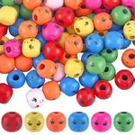 200Pcs Spray Painted Natural Wood Beads