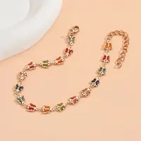 Bohemian Style Brass Enamel Butterfly Link Anklets