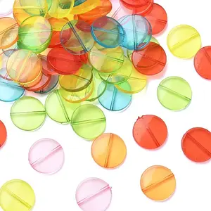 Flat Round Transparent Acrylic Beads