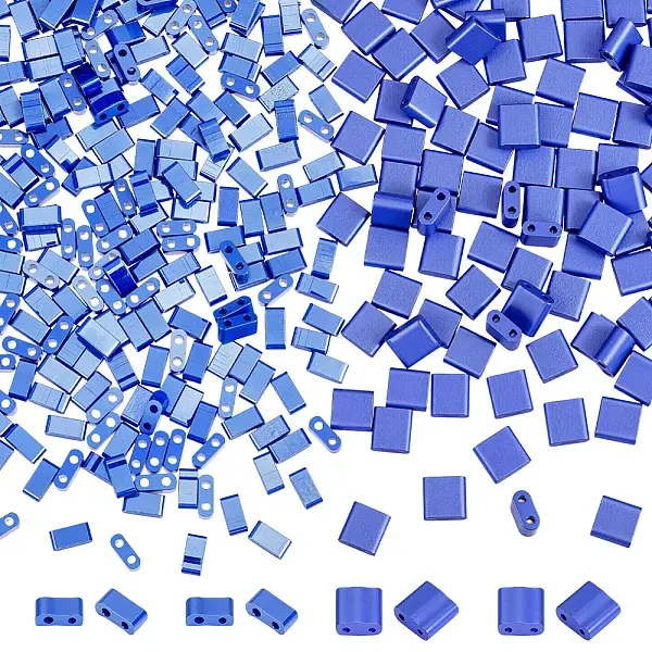 300Pcs 2 Styles 2-Hole Baking Paint Glass Seed Beads