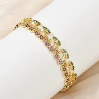 Brass Micro Pave Cubic Zirconia Link Bracelets for Women