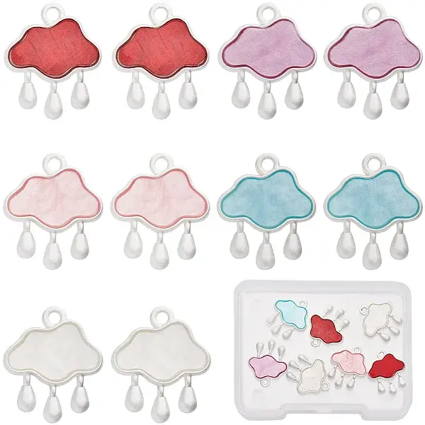 10Pcs 5 Colors Baking Paint Zinc Alloy with Resin Pendants