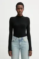 Tričko s dlouhým rukávem Marc O'Polo černá barva, s pologolfem, 5000007536