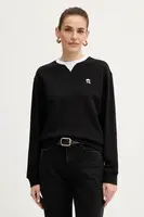 Bavlněná mikina Karl Lagerfeld IKON dámská, černá barva, s aplikací, B1W20027