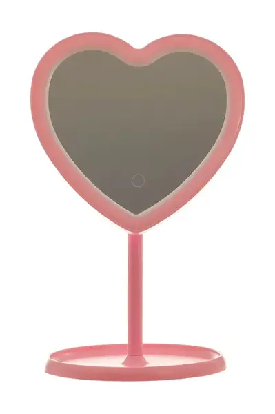 Kosmetické zrcátko s LED osvětlením Danielle Beauty Heart Mirror 30 x 20 cm růžová barva