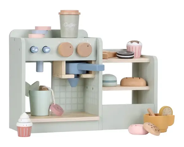 LITTLE DUTCH Kávovar dřevěný velký s příslušenstvím Coffee House