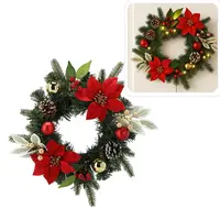 Vánoční věnec 10 led 30 cm červeno-zlatý