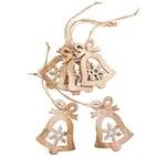 Dřevěný závěsný zvoneček s vločkou - sada 6 ks