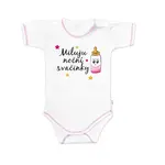 Baby Nellys Body kr. rukáv s vtipným textem, Miluju noční svačinky, vel. 80