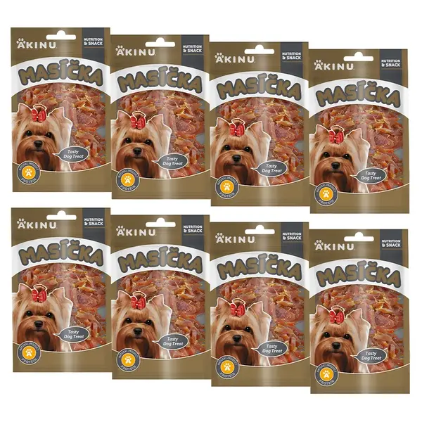 Akinu MASÍČKA Kuřecí proužky pamlsek pro psy 8 x 75 g