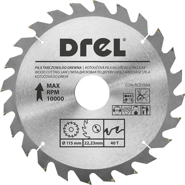 Pílový kotúč do dreva, 115 mm x 40 T, Drel
