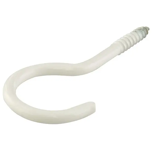 Skrutkovací hák štvrťkruhový potiahnutý plastom biely 30 x 2,6 mm