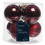 Vianočné sklenené gule 6 ks červené Ø8 cm 9140399