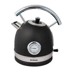 Retro konvice s analogovým teploměrem, černá