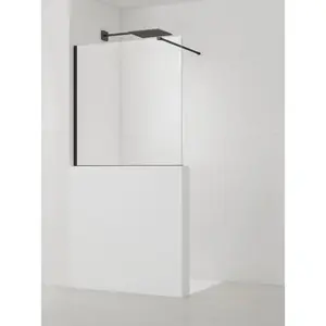 Sprchová zástěna SAT Walk-in 100x100 cm na nižšiu priečku čierna SATBWIS100PRC