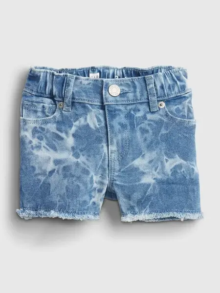 GAP Dětské kraťasy elasticized pull-on tie-dye denim shortie shorts wi - Holky