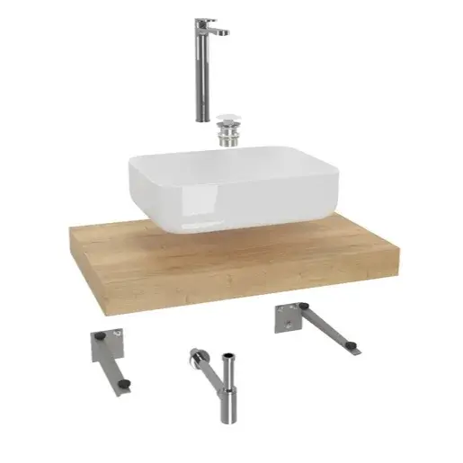 Kúpeľňová zostava SAT s doskou pod umývadlo Dolce 80x8x50 cm dub halifax KSETDO5