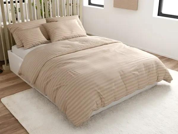 Hotelové obliečky z mikrovlákna JASMINE béžové - prúžok 2 cm Rozmer obliečky: 2 ks 70 x 90 cm | 200 x 220 cm