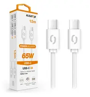 Datový kabel Aligator Power 65W, USB-C/USB-C 3A 1,5m, bílá