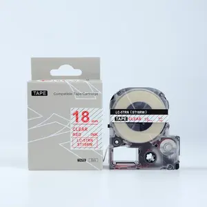 Epson LK-5TRN, ST18RW, 18mm x 9m, červený tisk / průhledný podklad, kompatibilní páska