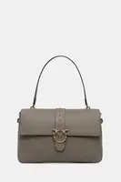 Kožená kabelka Pinko šedá barva, 105067 A0QO