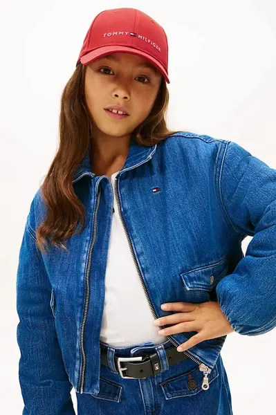 Bavlněná baseballová čepice Tommy Hilfiger červená barva, KA0KA00032