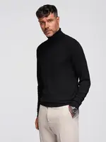 Ombre Men's knitted fitted turtleneck with viscose - black
