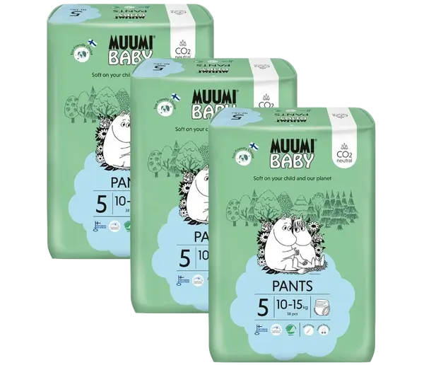 MUUMI BABY Jednorazové eko nohavičkové plienky 5 Maxi+ 10-15 kg 114 ks