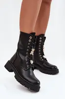 Boto Dámske Pracovné Čižmy S Pripínakmi Zateplené Čierne Lomina