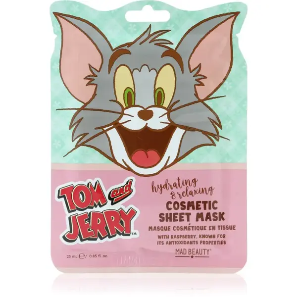 Mad Beauty Tom & Jerry Sheet Mask - Tom hydratačná plátienková maska s kyselinou hyalurónovou 1 ks