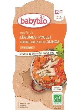 BABYBIO Menu zelenina s kuracím mäsom a quinoa 2 x 200 g