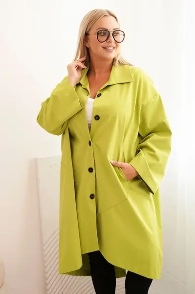 Kesi Włoski Dámska narzutka Plus Size Punto z bavlnou a gombíkmi pistáciová