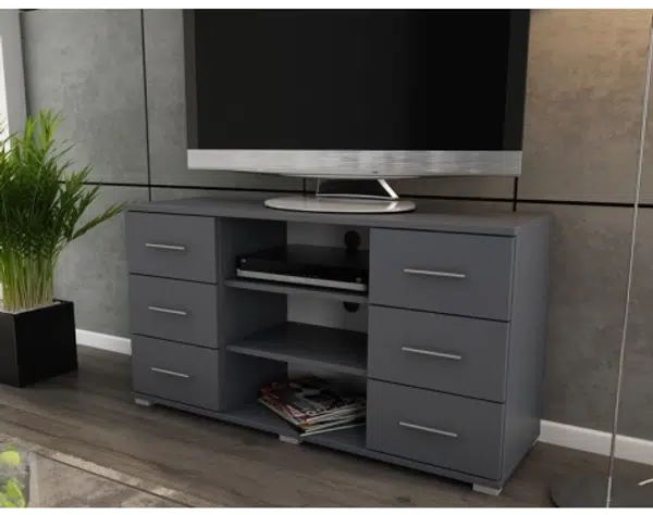 Vysoký TV stolek Oskar TV, grafitový, výška 65 cm