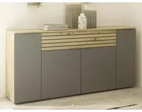 Široká komoda Milan, dub artisan/šedá