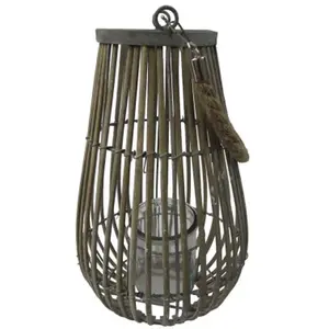 Proutěná lucerna Bella 30 cm, šedá