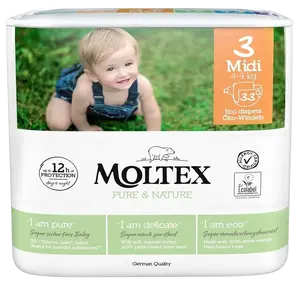 MOLTEX Dětské plenky Pure & Nature Midi 4-9 kg 33 ks