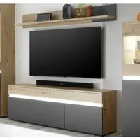 TV skříňka s policí Lille, dub artisan/antracit, s osvětlením