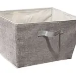 Úložný box 30x30x30 cm, světle šedý textil