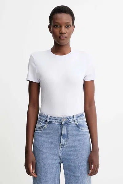Bavlněné tričko Calvin Klein dámské, fialová barva, LV044C216G