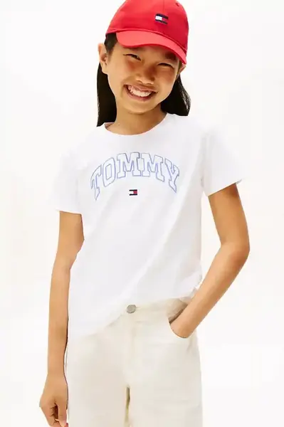 Dětské bavlněné tričko Tommy Hilfiger bílá barva, KG0KG08806