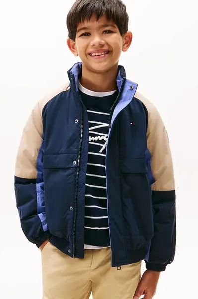 Dětská bunda Tommy Hilfiger tmavomodrá barva, KB0KB09880
