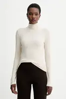 Tričko s dlouhým rukávem Marc O'Polo béžová barva, s golfem, 509215752177