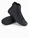 Ombre Men's high top sneakers with zipper for easy donning - black