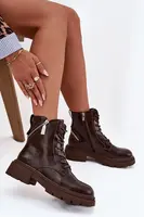 BIG STAR SHOES Kožené dámské pracovní kozačky s vyhříváním Big Star